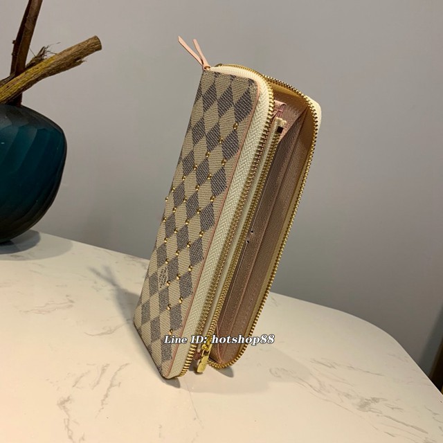 路易威登LV錢包 N60252 白格 CLéMENCE錢夾 LV白格拉鏈長錢包 xxlv2213